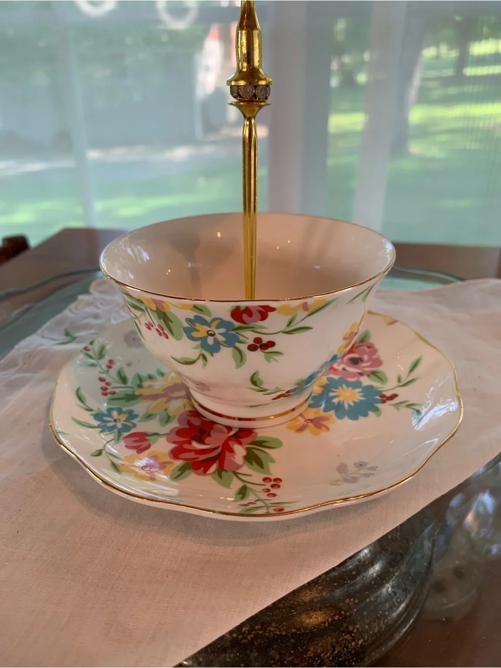 Vtg Tea Cup Hanging Bird Feeder